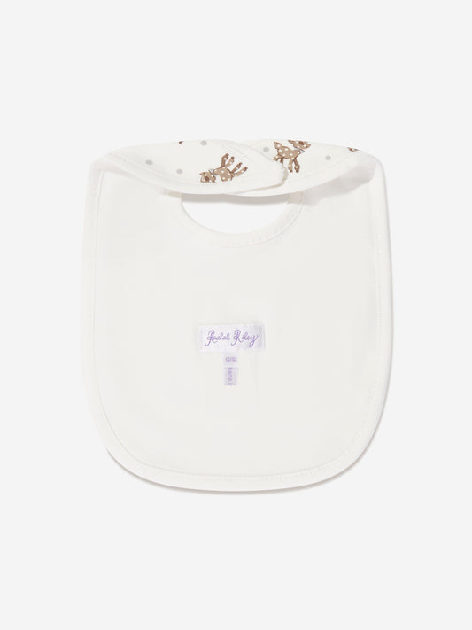 Rachel Riley Baby Fawn Bib in White