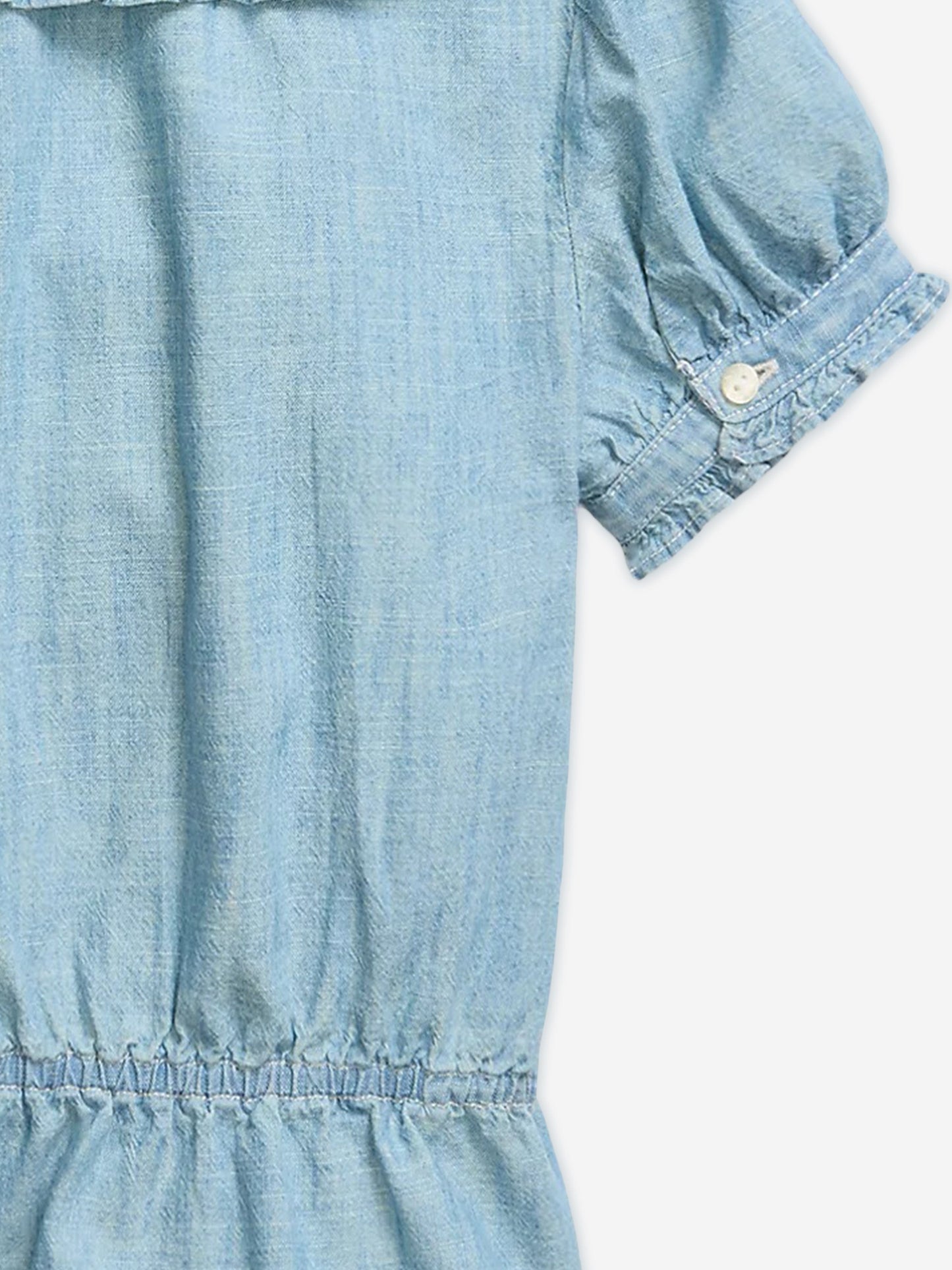 Ralph Lauren Girls Chambray Ruffle Blouse in Blue