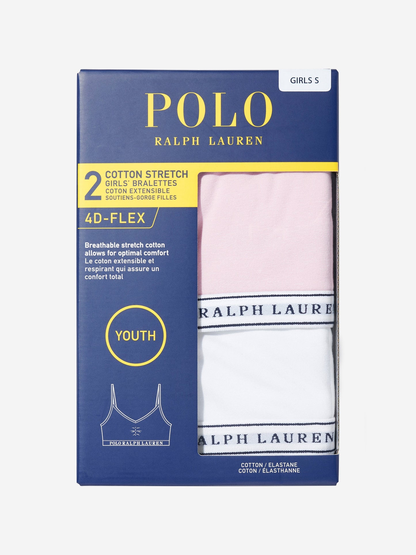 Ralph Lauren Girls 2 Pack Printed Bra Set in Pink