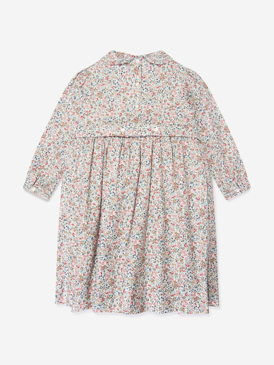 Sarah Louise Girls Floral Smocked Dress in Blue