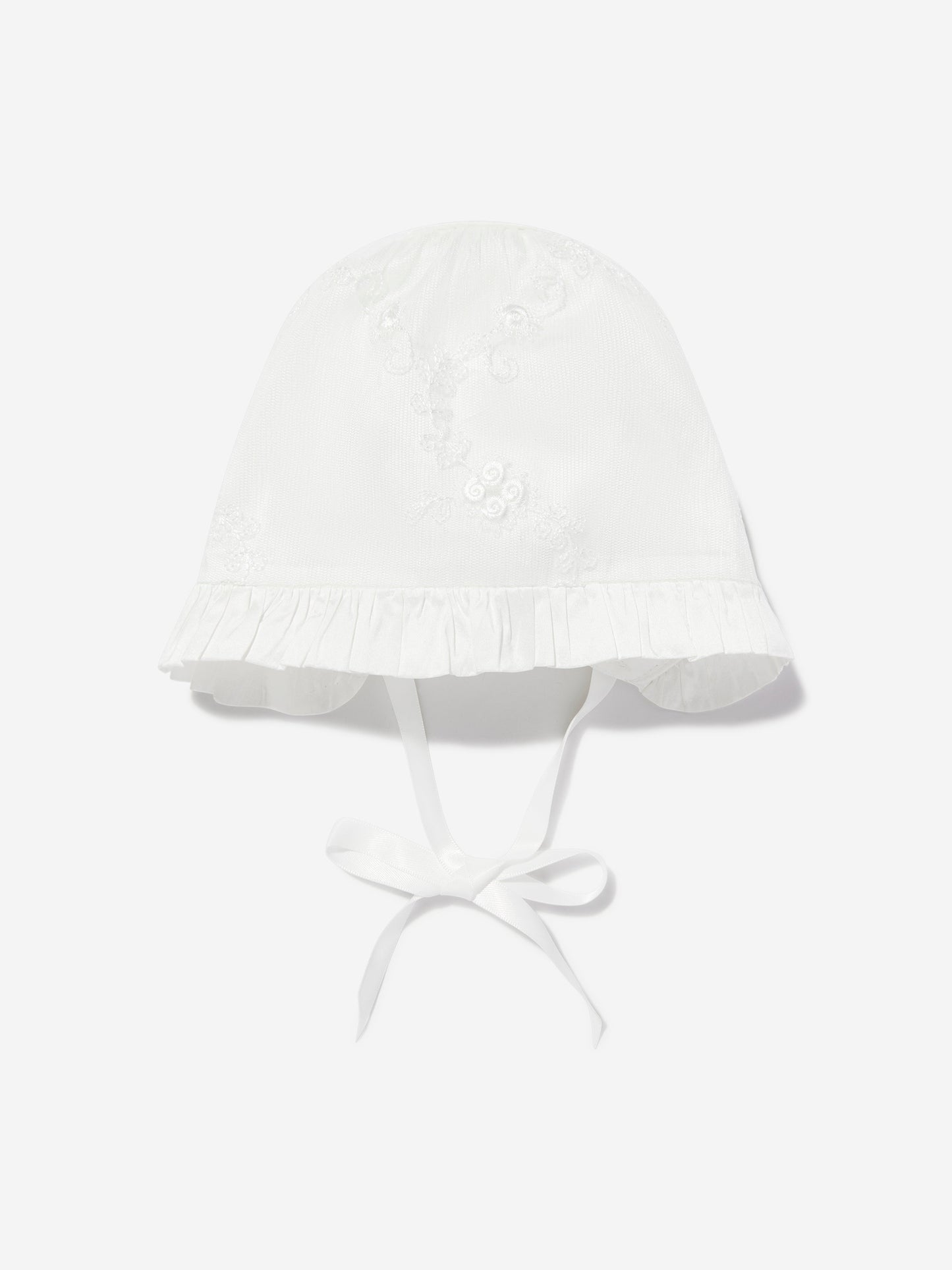 Sarah Louise Baby Girls Silk Christening Robe and Bonnet in Ivory