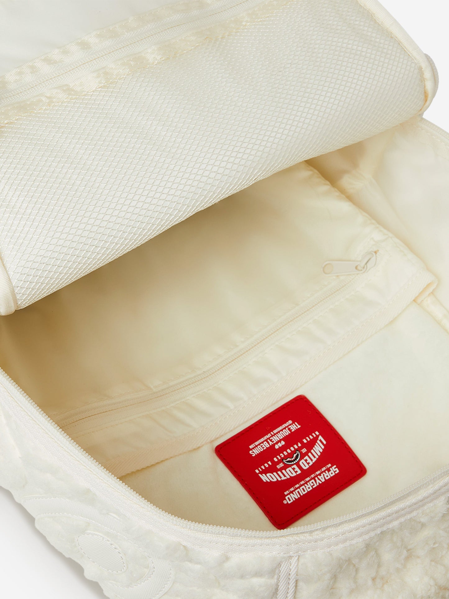 Sprayground Kids Sherpa Shark Backpack in Ivory (46cm)