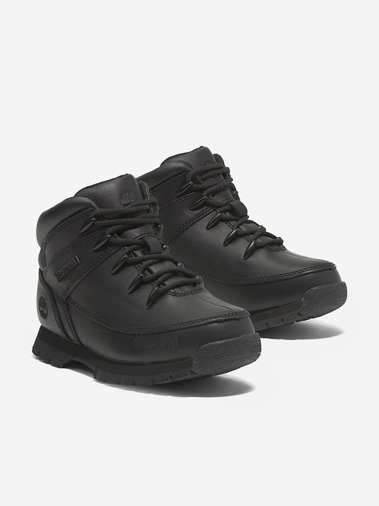 Timberland Boys Euro Sprint Mid Lace Up Boots in Black