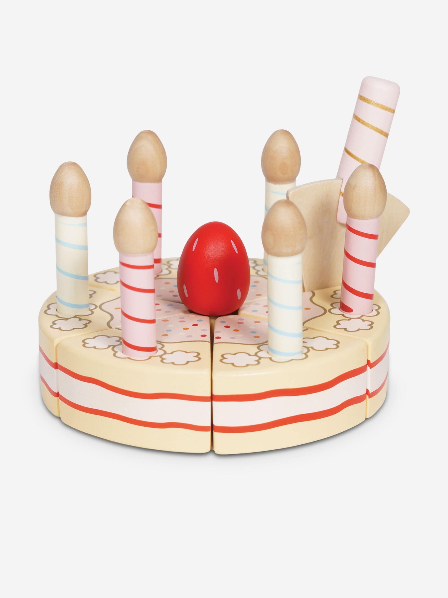 Le Toy Van Sliceable Birthday Cake & Candles-8 Piece (W:13 x D:13 x H:19cm)