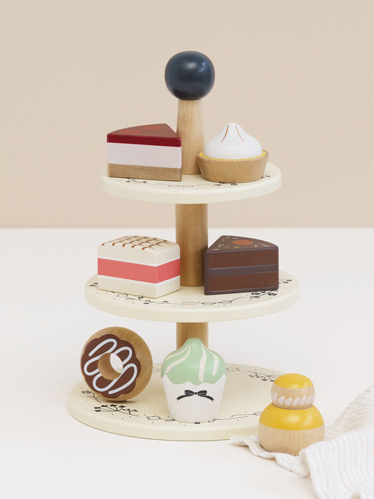 Le Toy Van Three Tier Patisserie Cake Stand-8 Piece ( W:17.5 x D:17.5 x H:25cm)