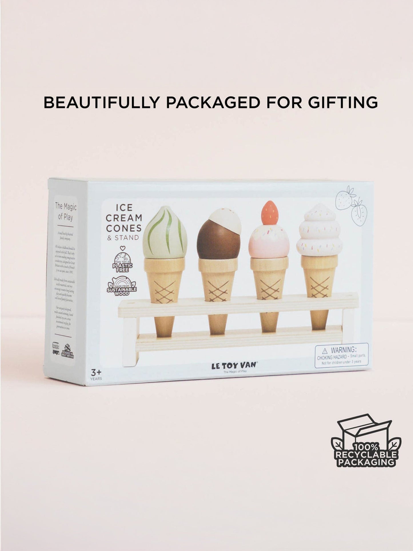 Le Toy Van Wooden Ice Cream Cones Set ( W:10cm D:10cm H:13.7cm)
