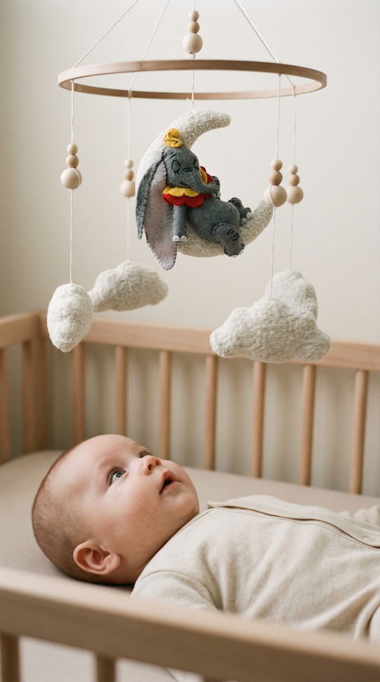 Berceau mobile éléphant rêveur
