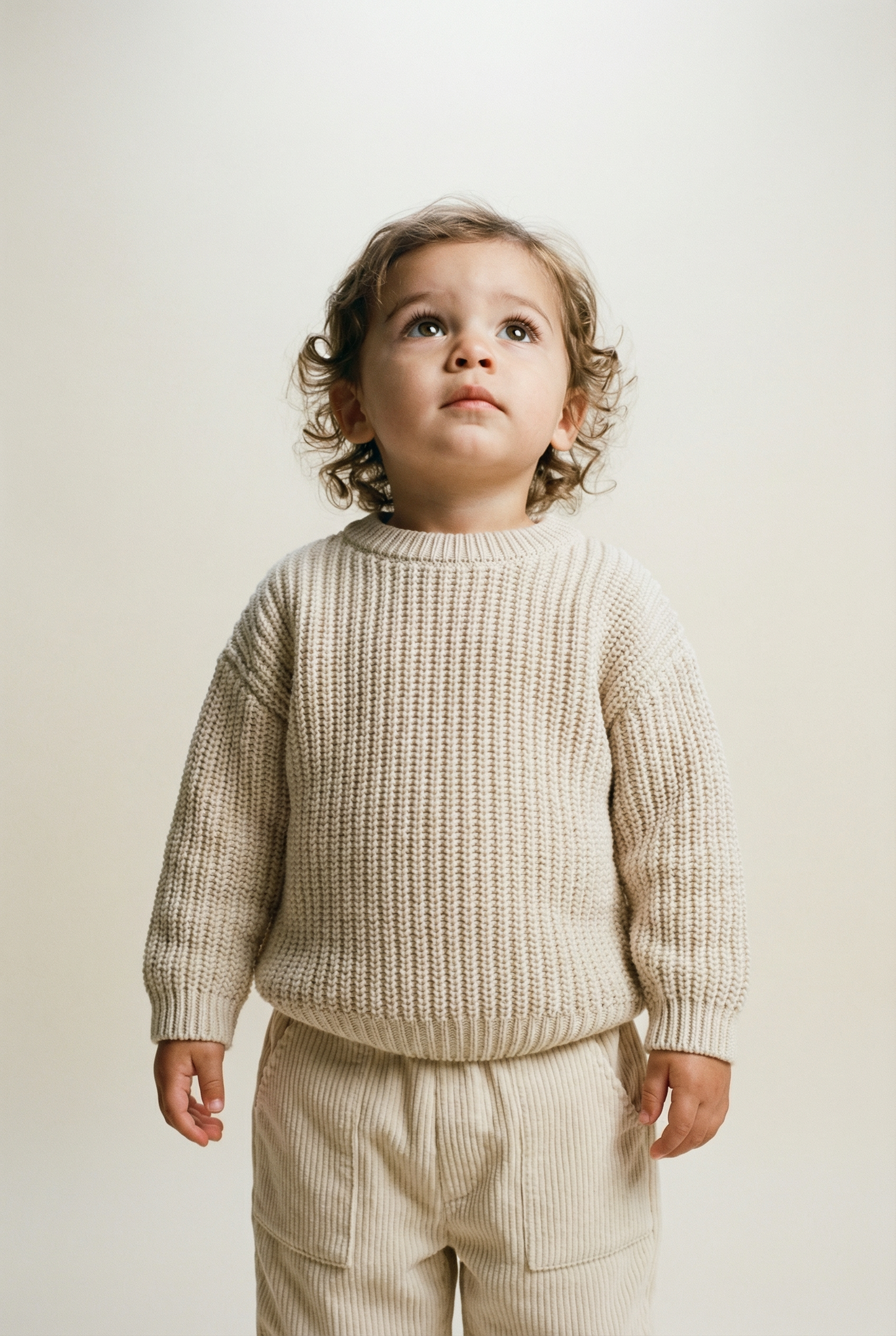 Pantalon bébé en velours côtelé doublé polaire - Beige