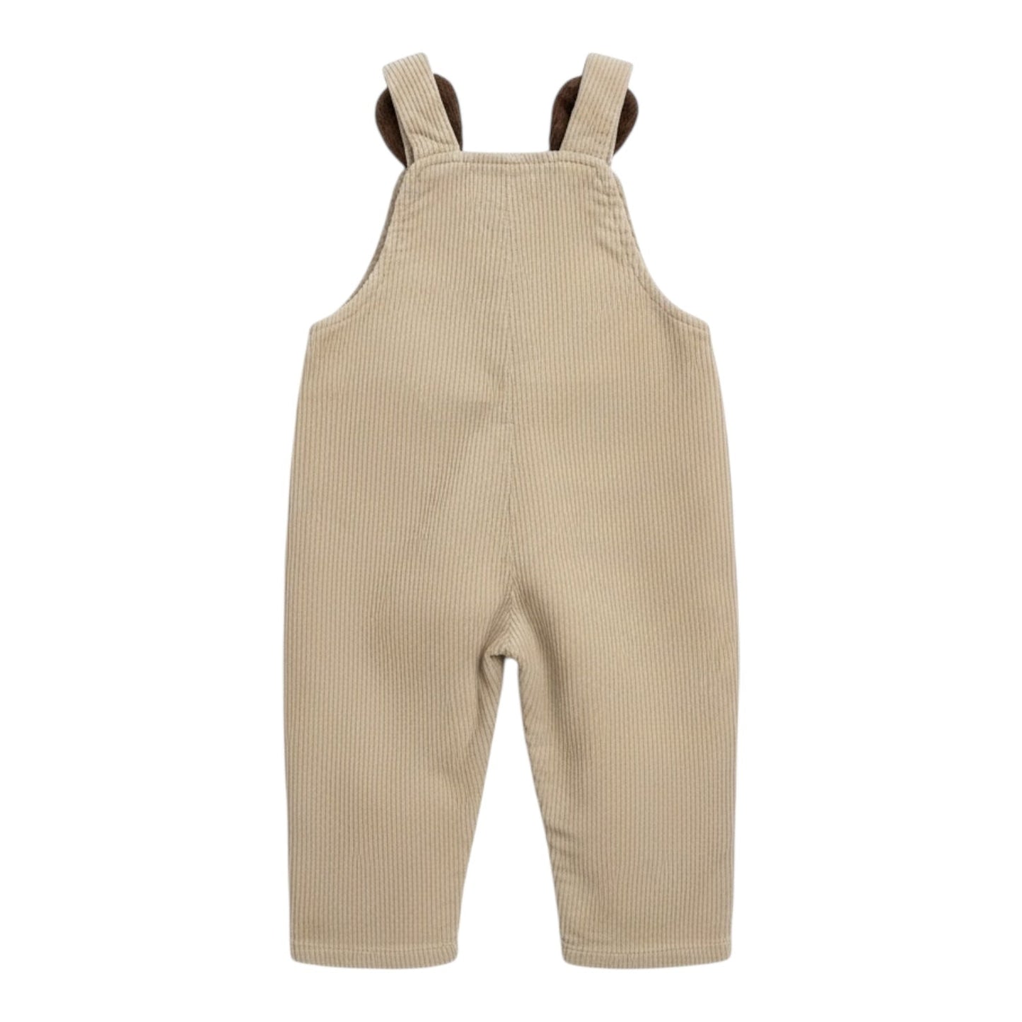 Beige Corduroy Dungarees with Bear Ear Detail - The Little Hive