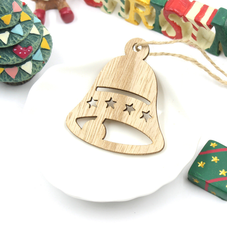 Pendentif décoratif en bois en forme de flocon de neige et d'élan pour Noël