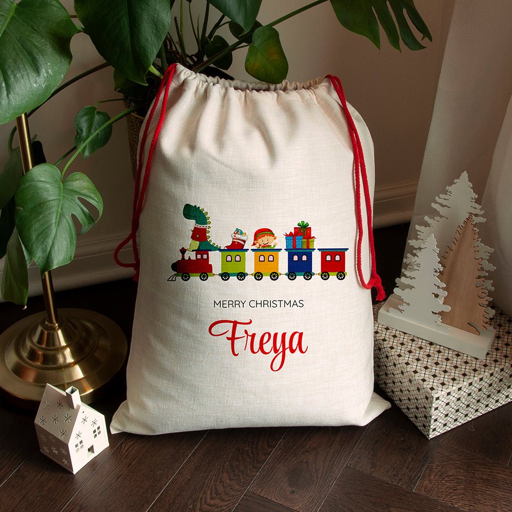 Personalised Kid's Christmas Train Christmas Sack - The Little Hive