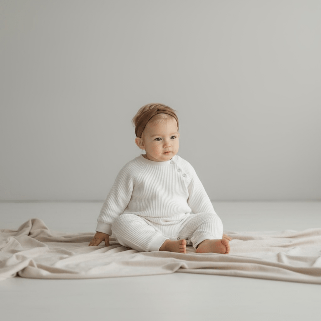 Waffle Long - Sleeve Baby Romper - The Little Hive
