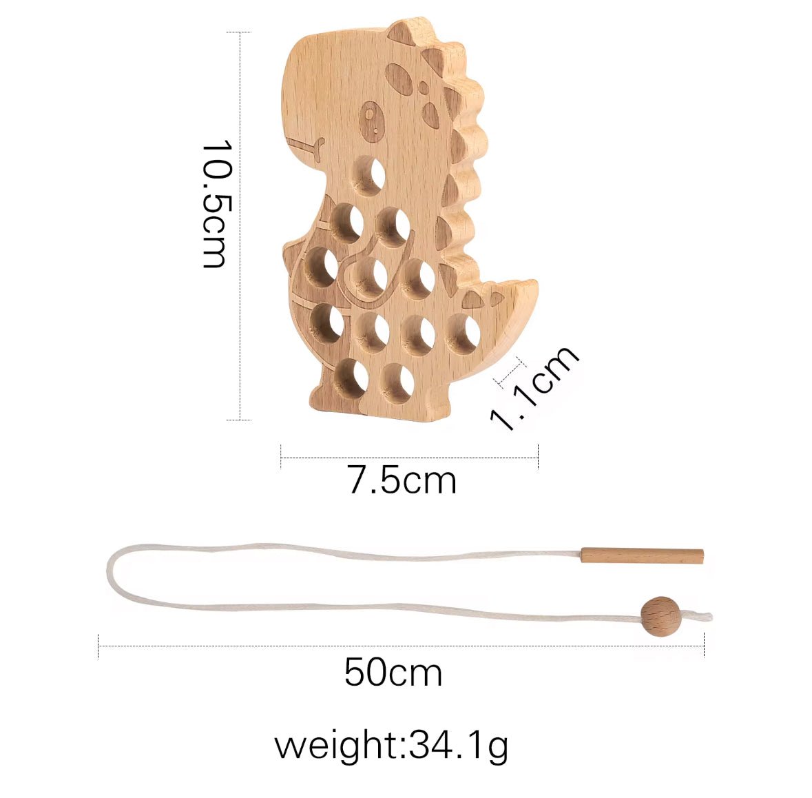 Wooden Dinosaur Lacing Toy - The Little Hive