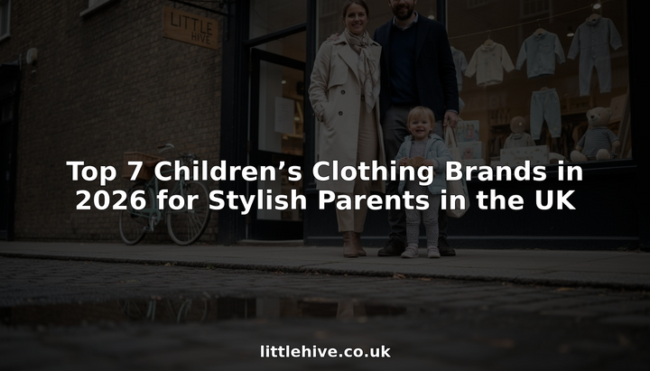 Stylish parents outside UK children’s clothing boutique