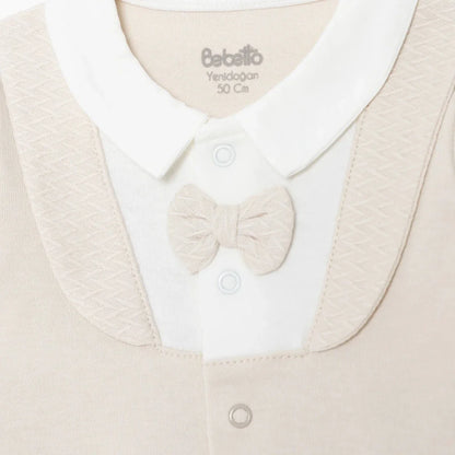Bebetto Boys 5-Piece Newborn Hospital Set Snap Fastening Little Boss Shirt Collar Full Length Long S - Beige