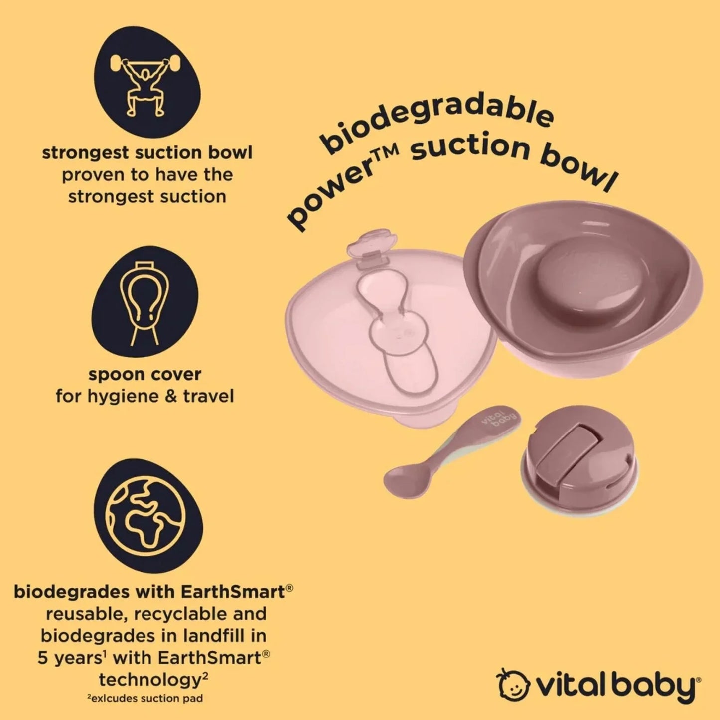 Vital Baby Nourish Power Suction Bowl - Natural Moss