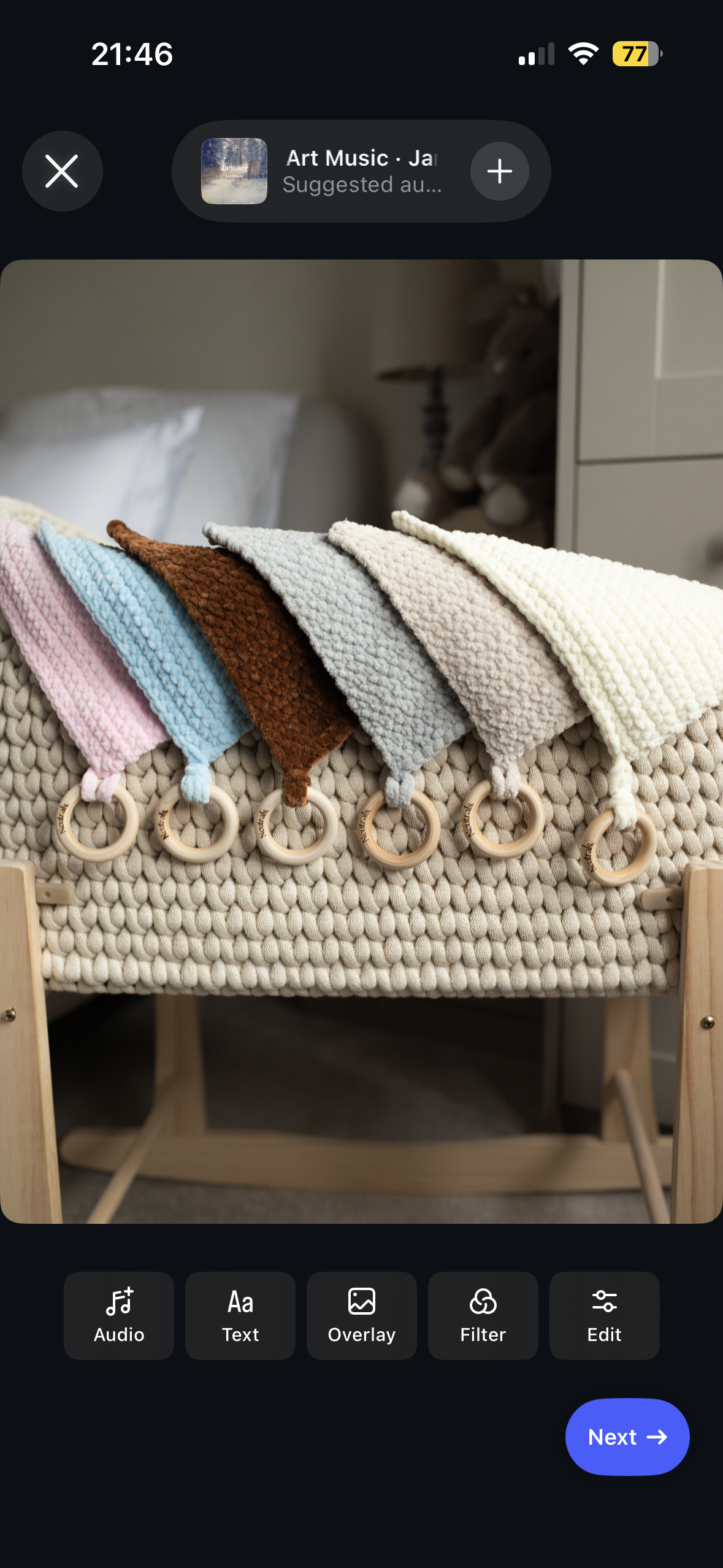 Soft Baby Comforter – Neutral Handmade with Wooden Ring