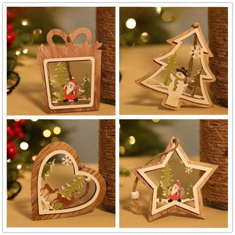 Décorations de Noël - Pendentifs en bois pour cabane