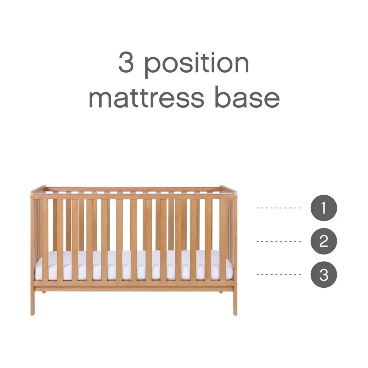 Tutti Bambini Malmo Cot Bed with Rio 2 pcs Furniture Set - Dove Grey/Honey Oak