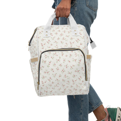 Floral Nappy Backpack – Multifunctional Baby Changing Bag with Pockets