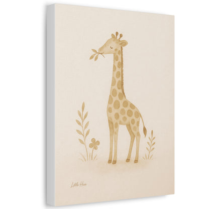 Giraffe Nursery Stretched Canvas — Neutral Baby Room Wall Art