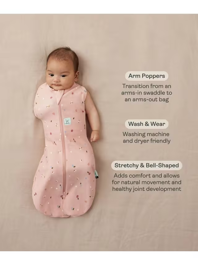 ergoPouch - Organic All Year Cocoon Swaddle Sleeping Bag - Daisy 1.0 TOG