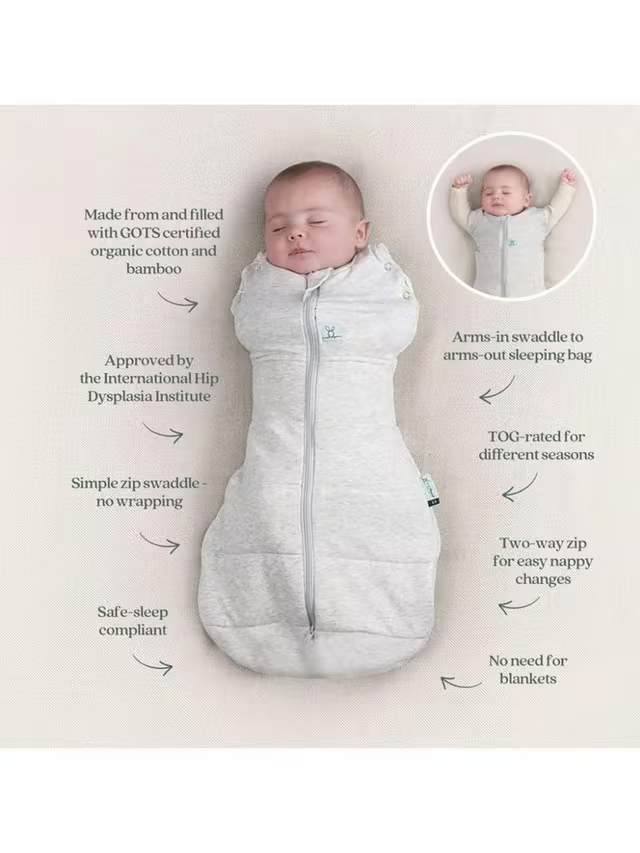 ergoPouch - Organic Winter Cocoon Swaddle Sleeping Bag - Hedgehog 2.5 TOG 3-6m