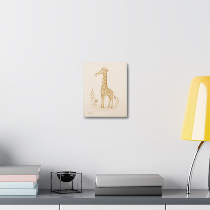 Giraffe Nursery Stretched Canvas — Neutral Baby Room Wall Art