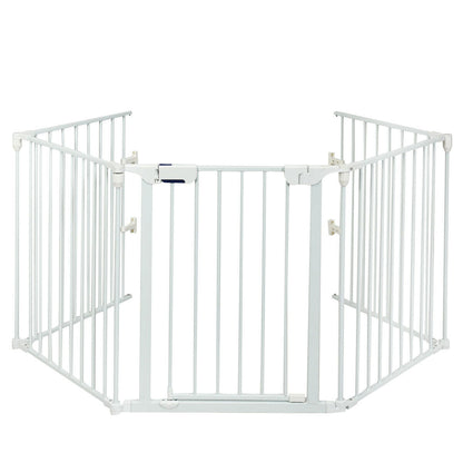 5 Panel Baby Safety Playpen Fireplace Barrier Gate Room Divider-Black