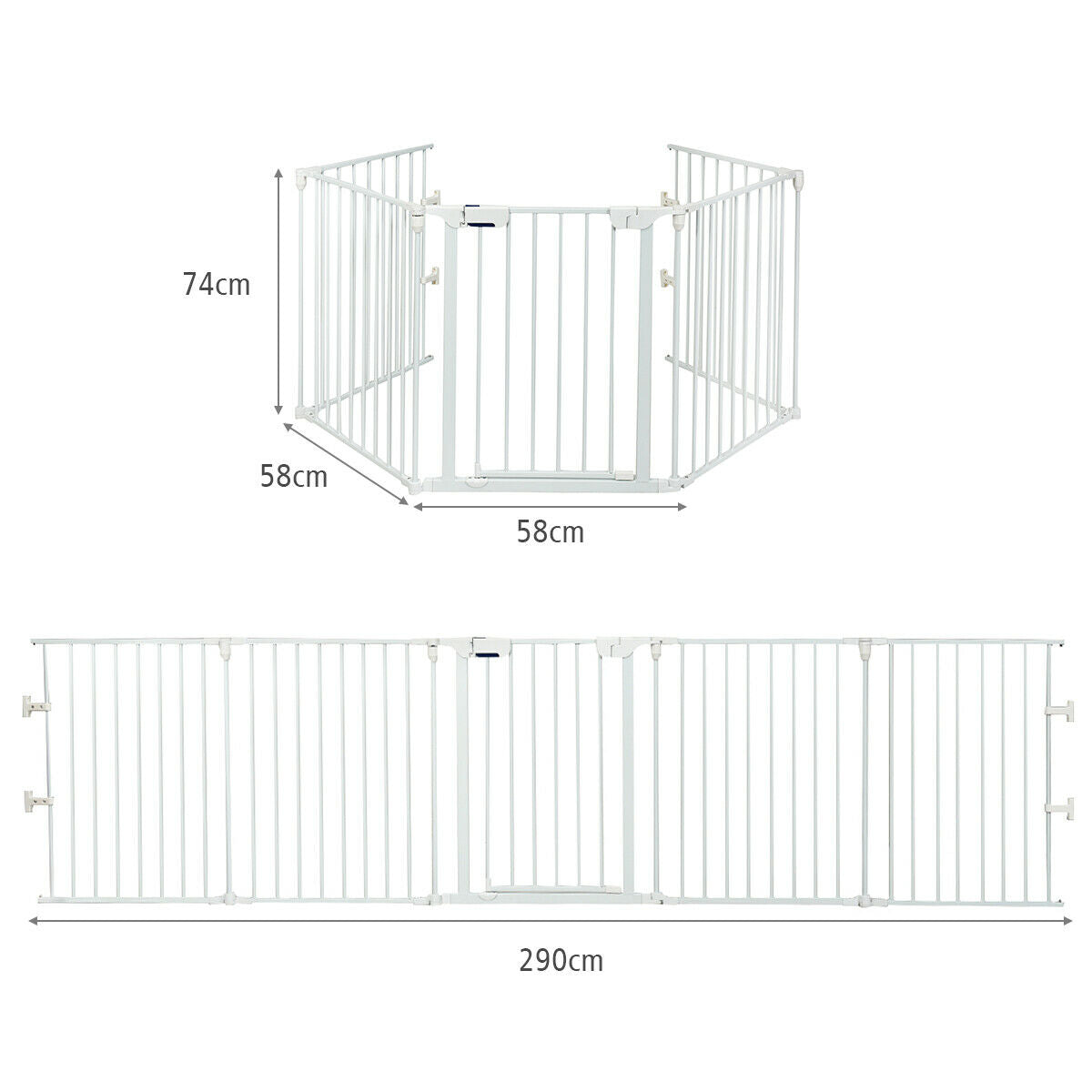 5 Panel Baby Safety Playpen Fireplace Barrier Gate Room Divider-Black