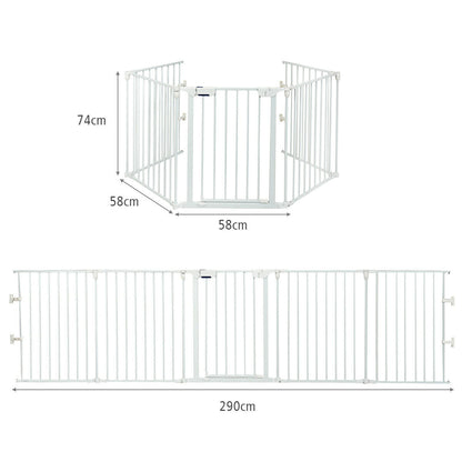 5 Panel Baby Safety Playpen Fireplace Barrier Gate Room Divider-Black