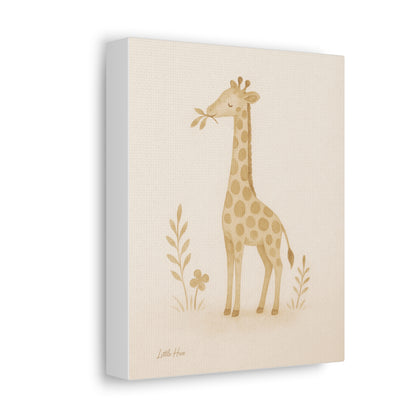 Giraffe Nursery Stretched Canvas — Neutral Baby Room Wall Art