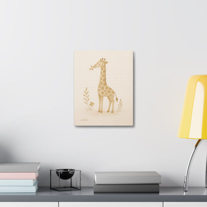 Giraffe Nursery Stretched Canvas — Neutral Baby Room Wall Art