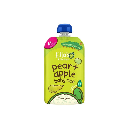 Riz pour bébé bio poire et pomme Ella's Kitchen en sachet (4 mois et plus, 120 g)