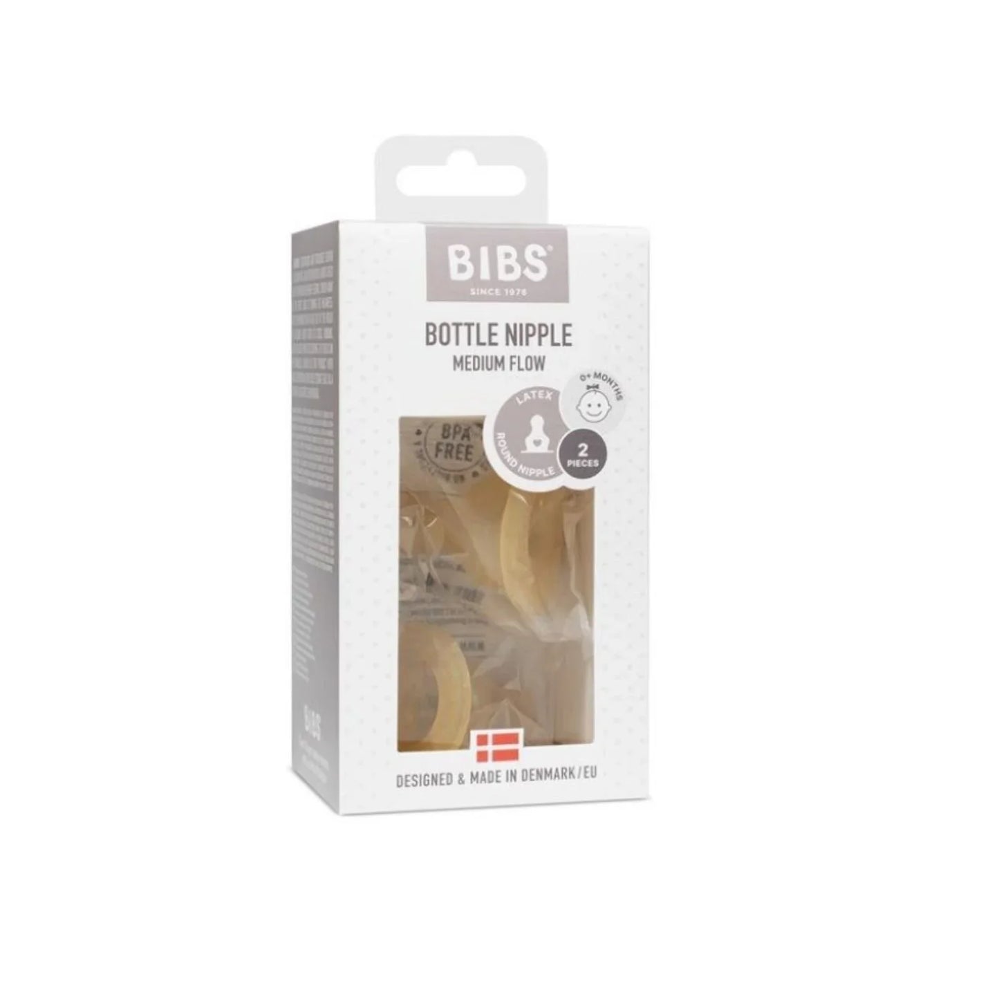 BIBS Latex Medium Flow Bottle Teats 0+ months Pack of 2