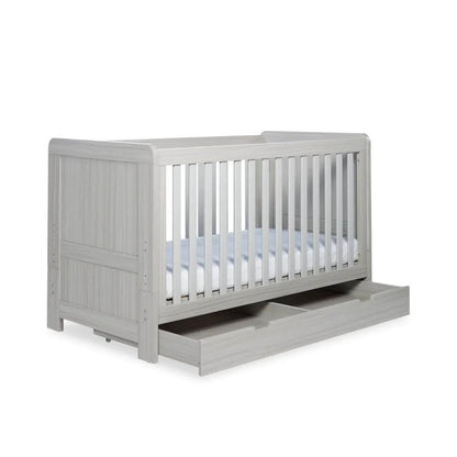 Ickle Bubba Pembrey Cot Bed & Under Drawer Ash Grey - Without Mattress