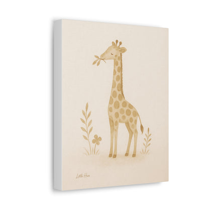 Giraffe Nursery Stretched Canvas — Neutral Baby Room Wall Art