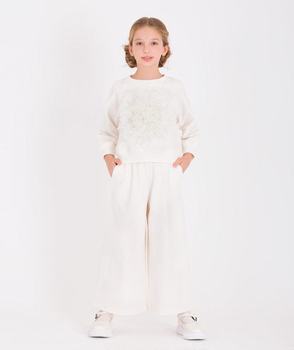 Mama Luma Girls Wide Leg Pants in White