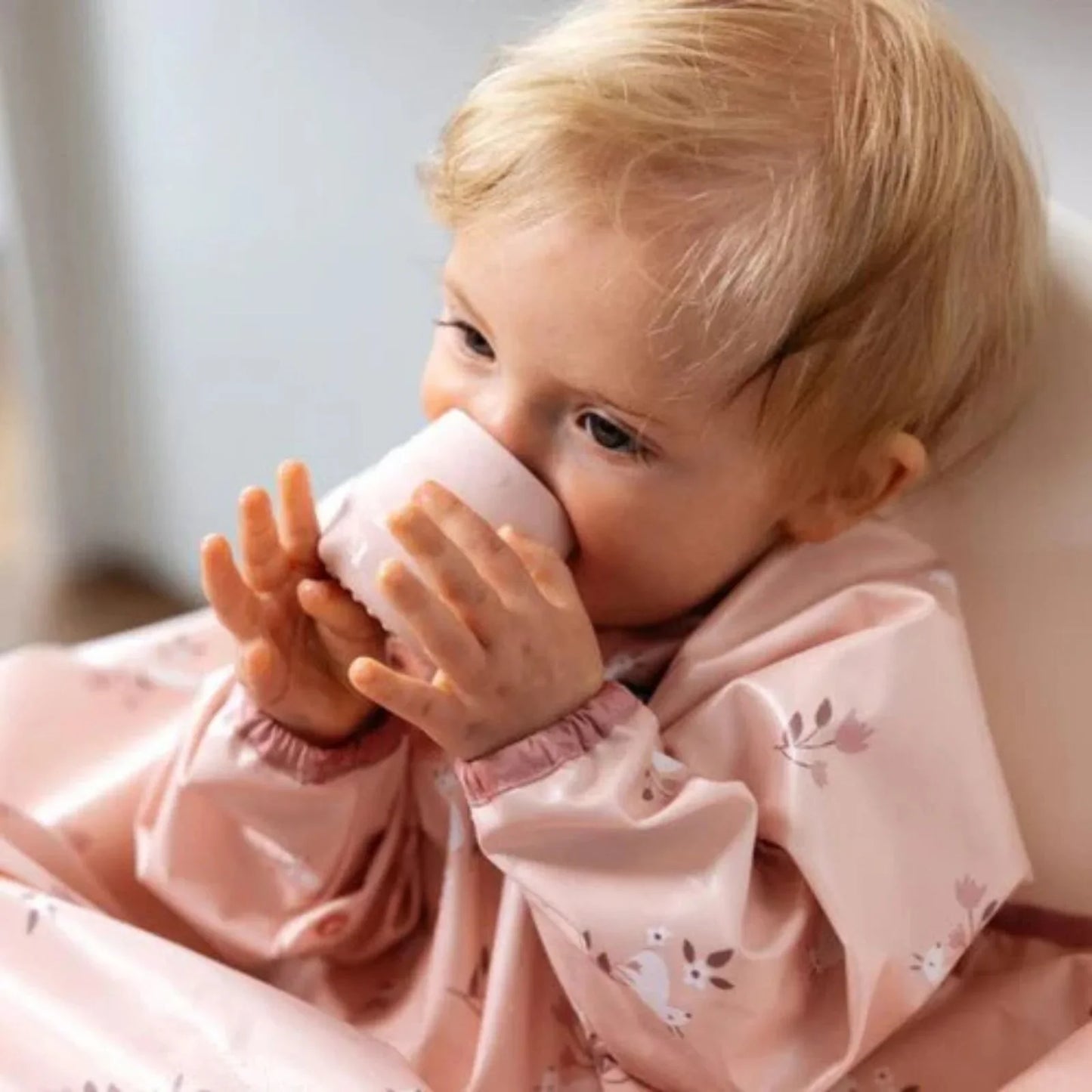 Bibado Sippit Gobelet d'apprentissage ouvert en silicone, 6 mois et plus, lot de 2 - Rose poudré