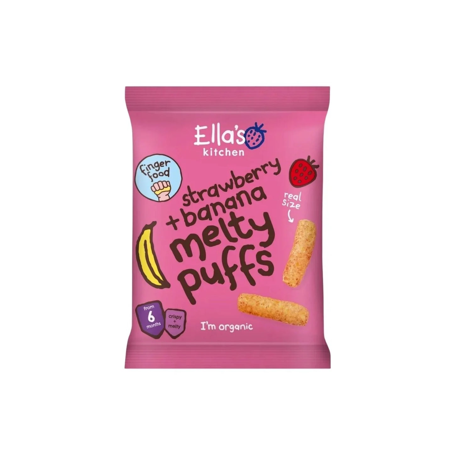 Ella's Kitchen Biscuits fondants bio à la fraise et à la banane, goûter pour bébé dès 6 mois, 20 g