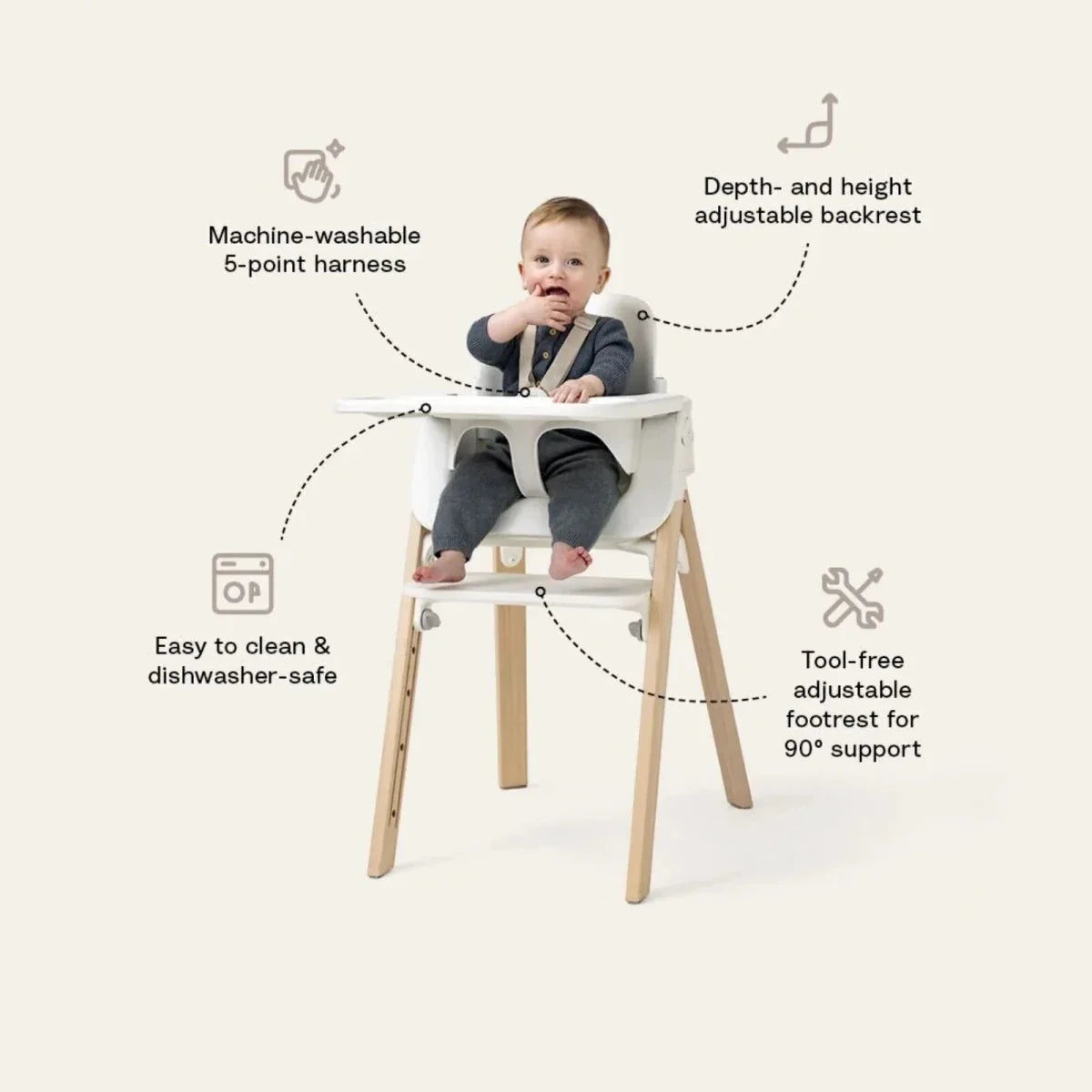 Stokke Steps Highchair - White & Natural