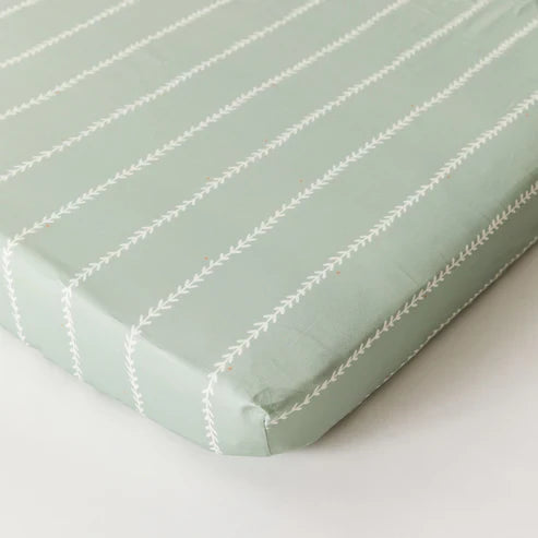 Kabode - Organic Cot Fitted Sheet - Vine Mint