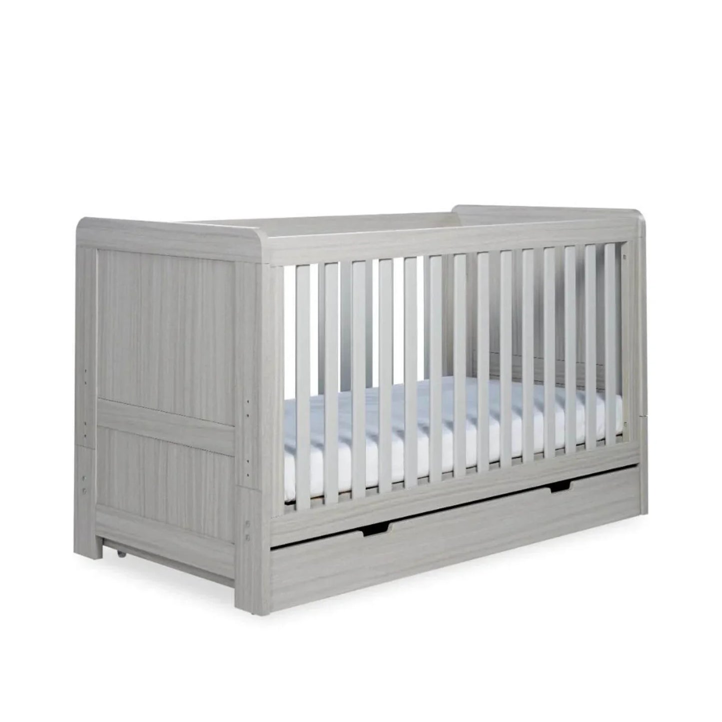 Ickle Bubba Pembrey Cot Bed & Under Drawer Ash Grey - Without Mattress