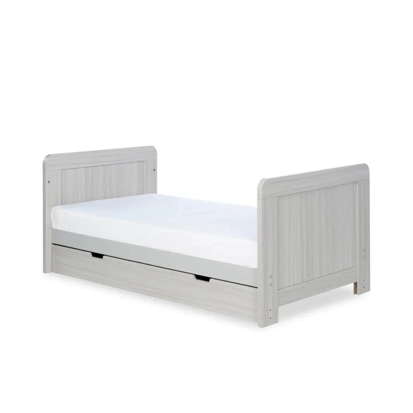Ickle Bubba Pembrey Cot Bed & Under Drawer Ash Grey - Premium Pocket Sprung Mattress