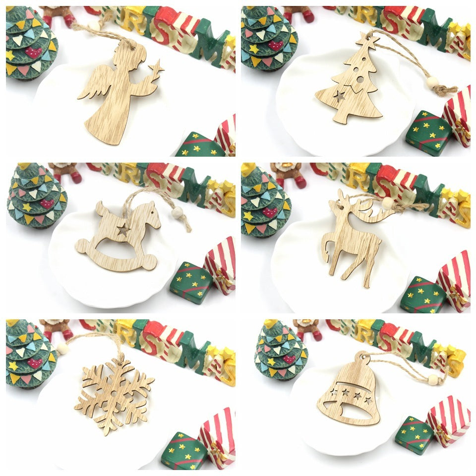 Pendentif décoratif en bois en forme de flocon de neige et d'élan pour Noël