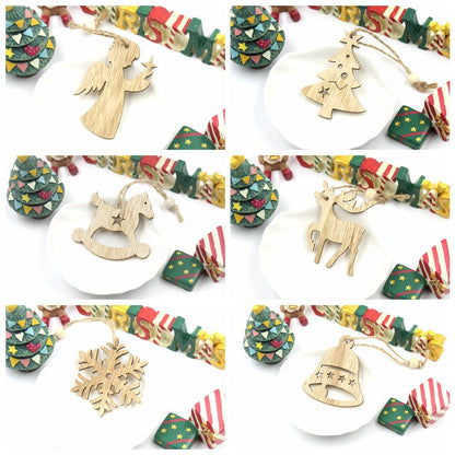 Pendentif décoratif en bois en forme de flocon de neige et d'élan pour Noël