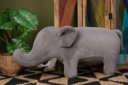 Jungle Safari Grey Faux Fur Elephant Kids Stool