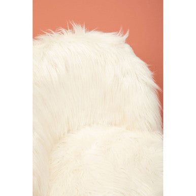 Kids White Faux Fur Chair with Wooden Legs