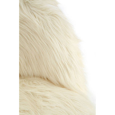 Kids White Faux Fur Chair with Wooden Legs