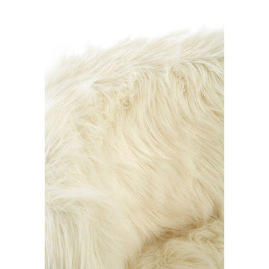 Kids White Faux Fur Chair with Wooden Legs